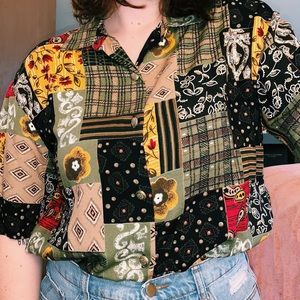 Neutral Tone Patterned Button Up